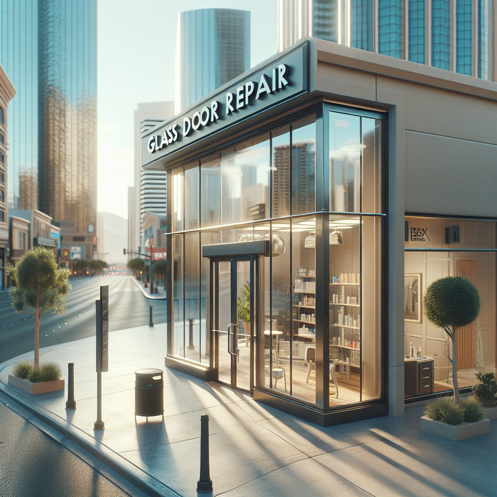Photo-realistic glass installation with aluminum frame and clear tempered glass, reflecting natural light in a storefront setting.