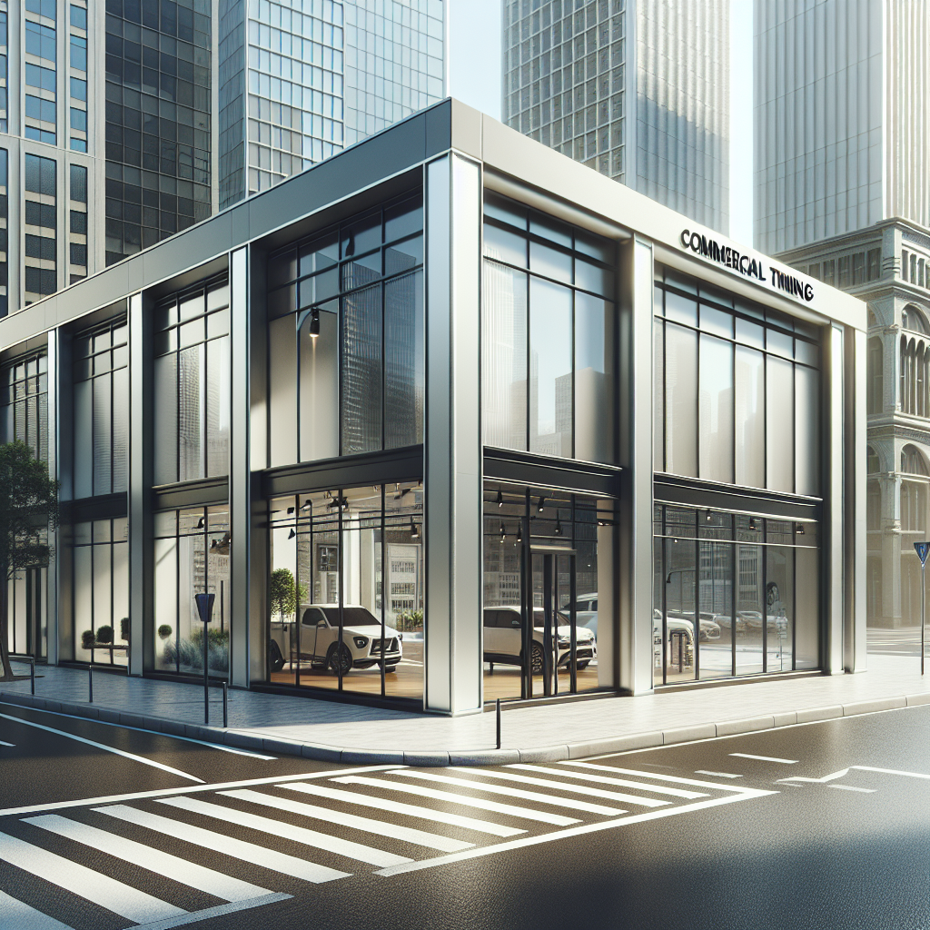 Realistic glass installation with reflections and light, creating an aesthetically pleasing storefront or office space.