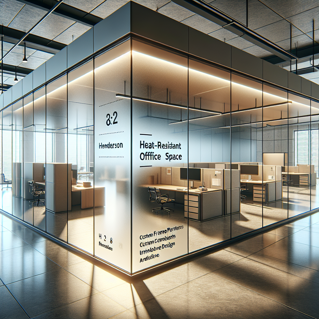Custom frameless glass partitions for heat-resistant office spaces in Henderson, 89015. Sleek, modern design with durability and sound insulation.