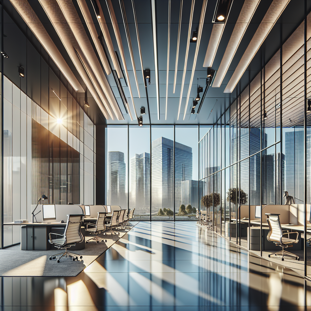 Custom glass partition installation with tempered glass and aluminum frame, offering transparency and elegance.