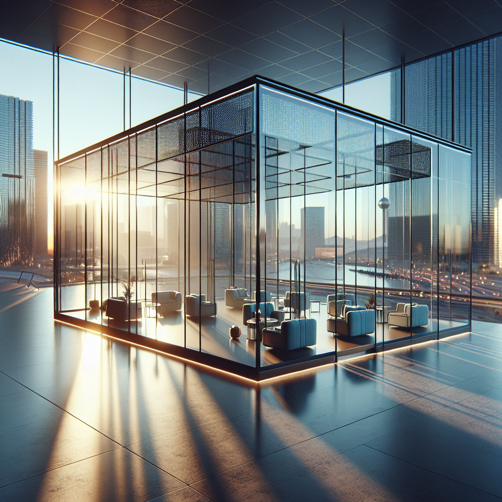 Realistic tempered glass storefront installation with sleek aluminum frame and seamless silicone seams.