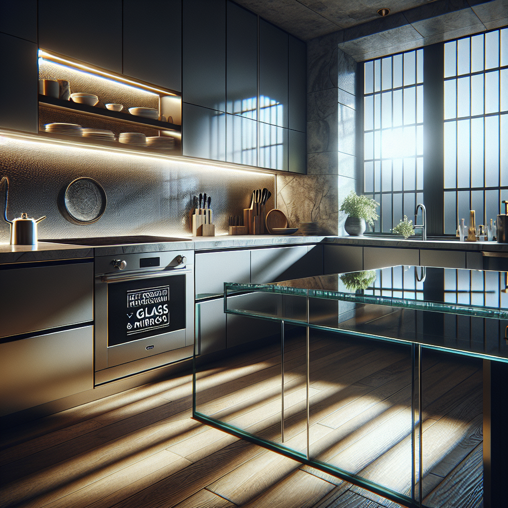 Sleek and modern heat-resistant glass backsplash installation in a contemporary Las Vegas kitchen.
