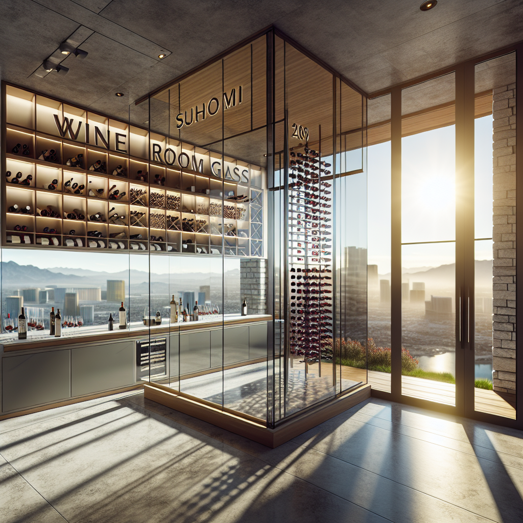 Sophisticated glass wine room wall system with seamless design and temperature control, enhancing your Summerlin home's aesthetic appeal.