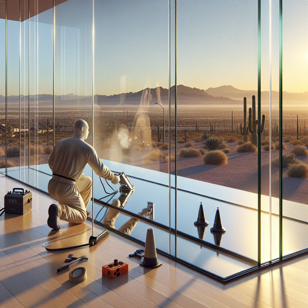 Desert-proof residential glass installation with realistic reflections and high heat resistance.