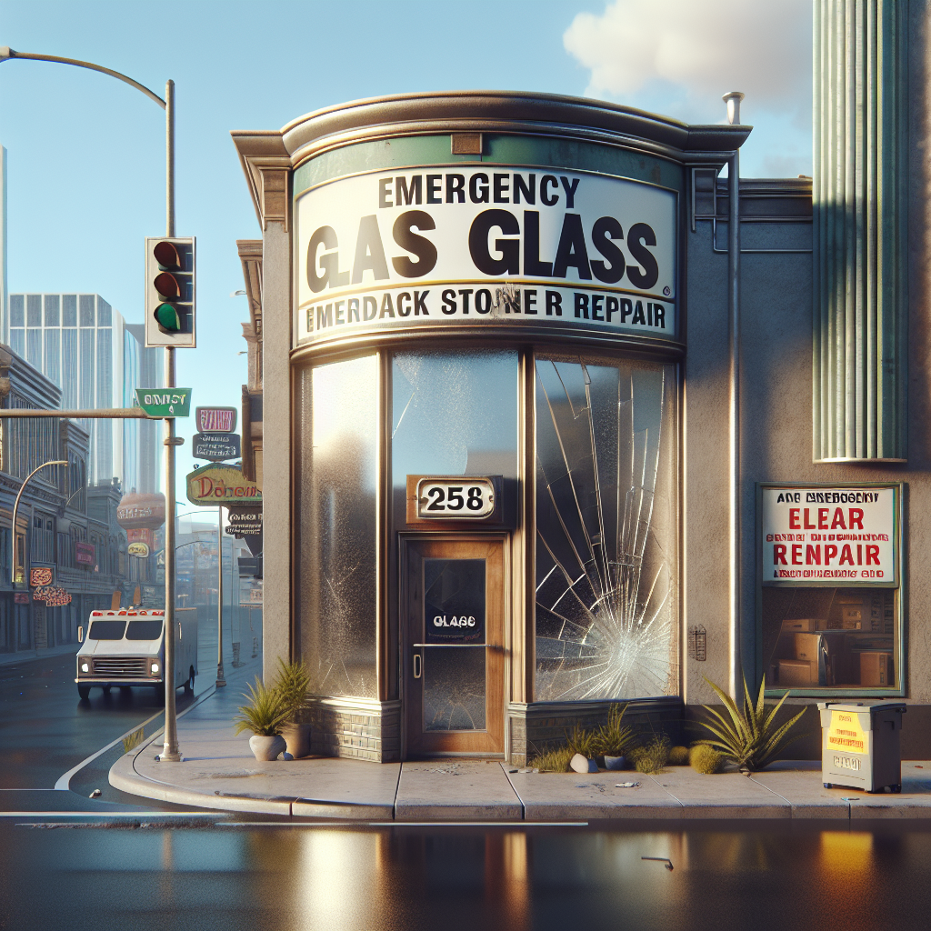 Realistic glass installation with aluminum frame and silicone seams in storefront window.