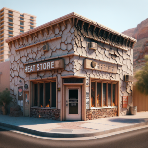 Photo-realistic glass storefront installation with tempered glass, aluminum frame, and lifelike reflections.