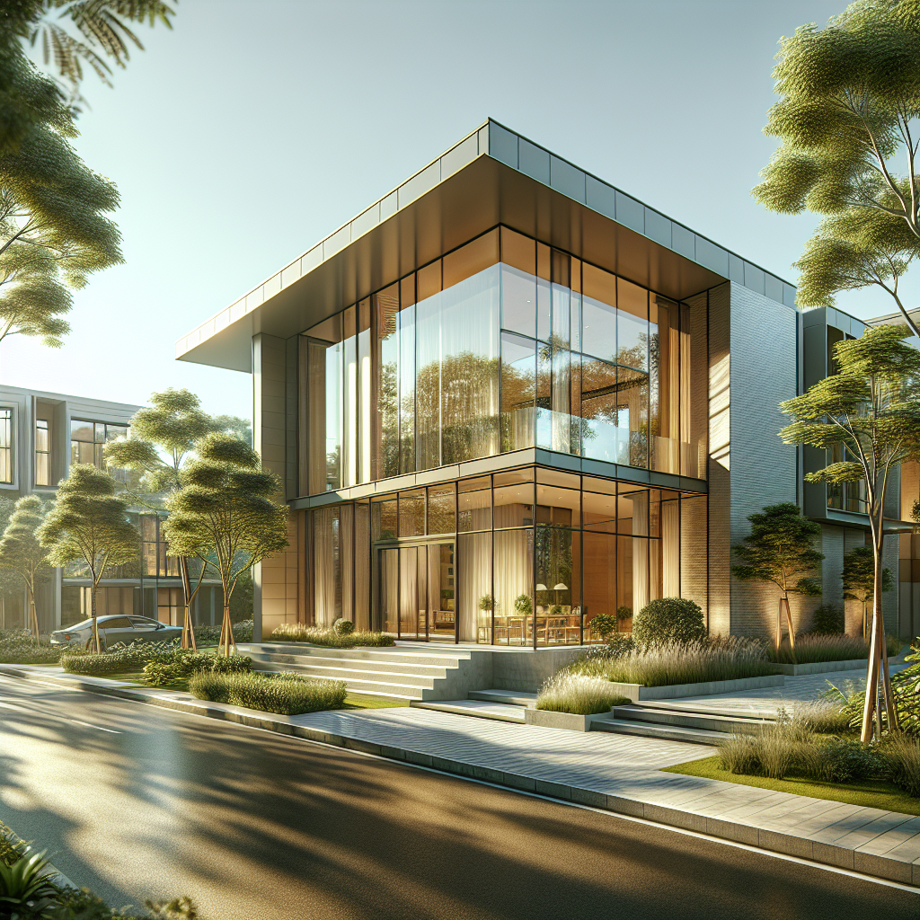 Photo-realistic glass installation with silicone seams and aluminum frame for energy-efficient and visually appealing windows.