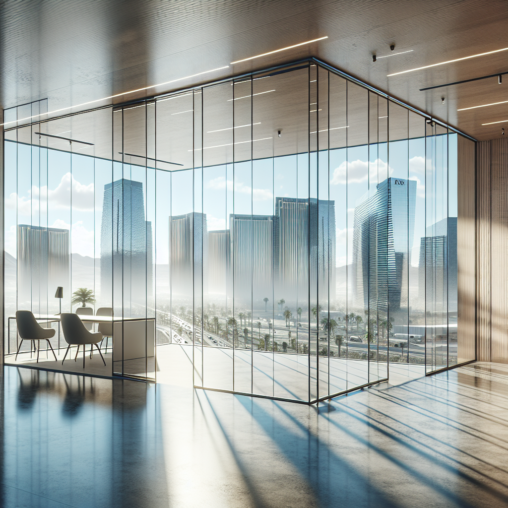 A photo-realistic glass installation in a modern storefront with tempered glass and silicone seams.