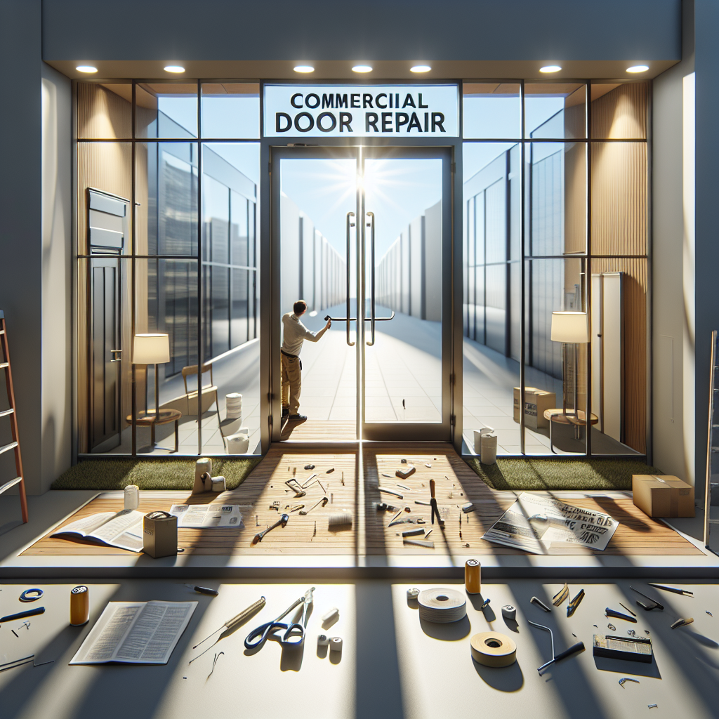 Realistic glass storefront installation with aluminum frame and reflective surfaces.