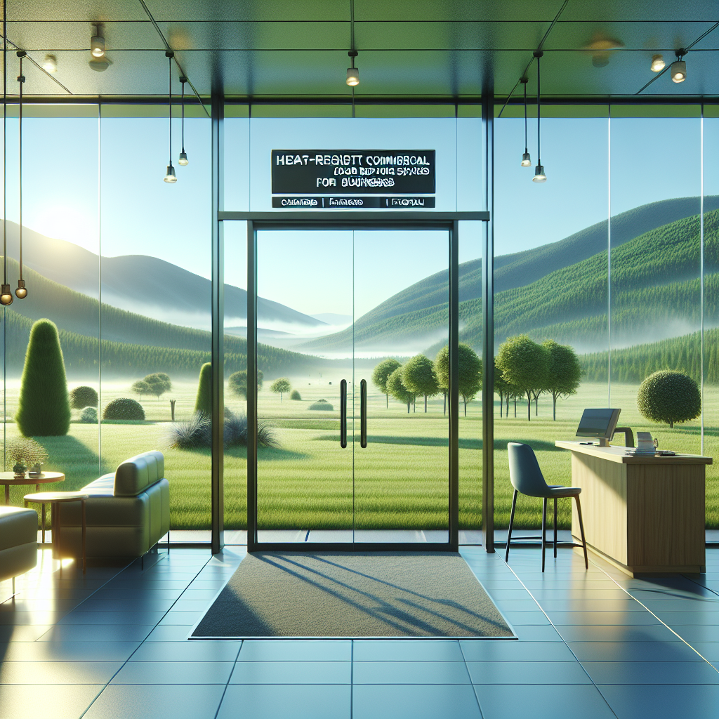 Commercial storefront with realistic tempered glass installation reflecting natural light.