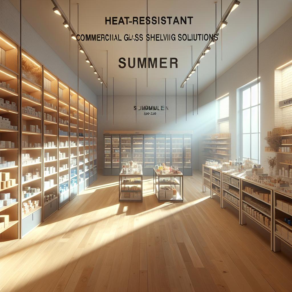Photo-realistic heat-resistant glass shelving with aluminum frame for retail spaces in 89138 area of Summerlin. Sleek, modern, and durable.