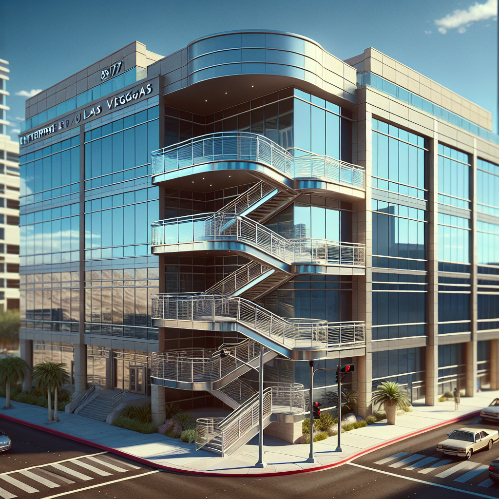 Stylish, heat-resistant glass handrail installation for Las Vegas commercial buildings.