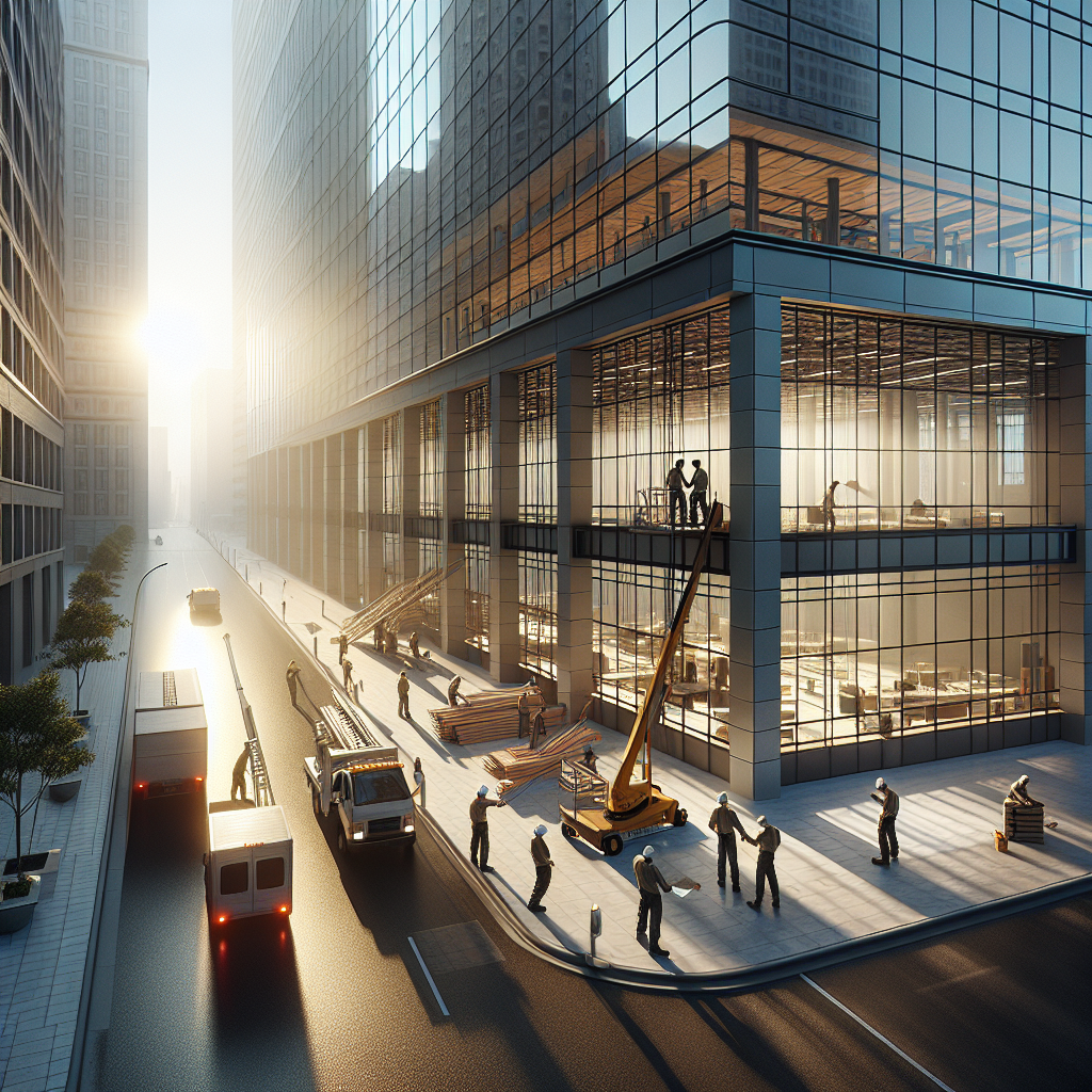 Commercial grade, heat-resistant glass installation in a modern office building.