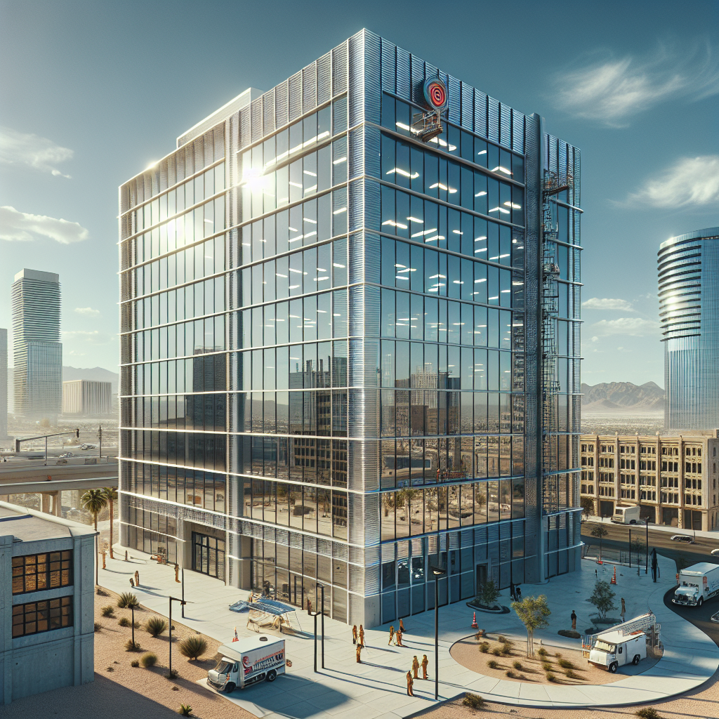 Realistic glass storefront with aluminum frame, silicone seams, and natural light reflections.