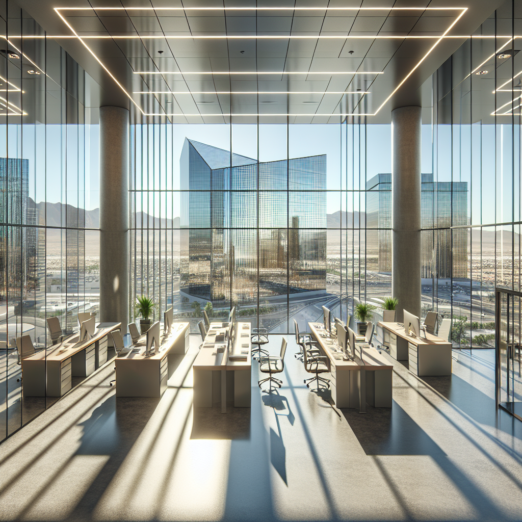 Sleek and modern glass installation with aluminum frame, tempered glass, and natural light reflections.