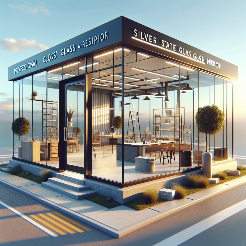 Photo-realistic glass installation with aluminum frame and silicone seams in a modern storefront.