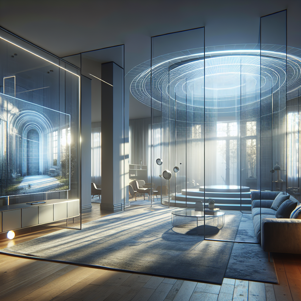 Realistic glass installation with silicone seams, aluminum frame, and natural light reflections.