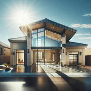 Realistic sun-resistant glass installation reflecting natural light in a modern gym.