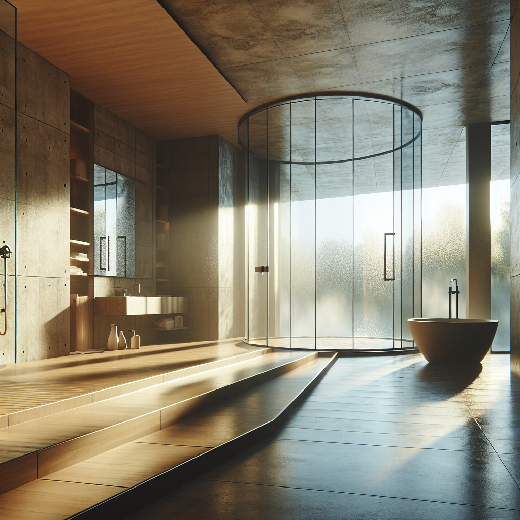=Luxury glass shower door installation in modern bathroom