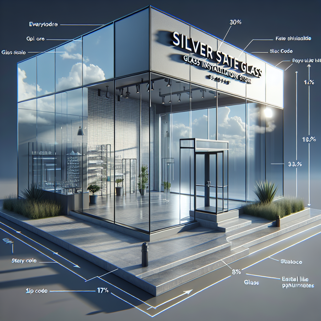 Photo-realistic glass installation with aluminum frame and silicone seams in a modern storefront.