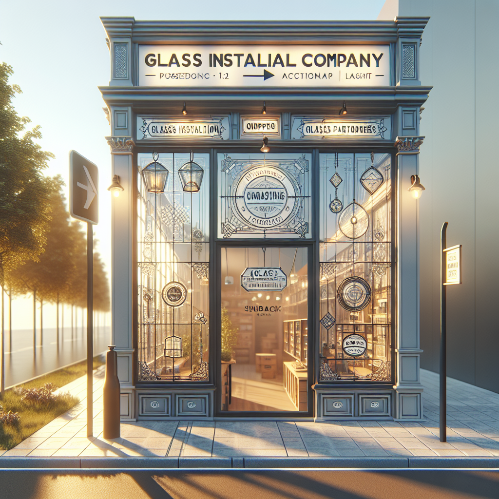 Realistic glass installation reflecting light in storefront.