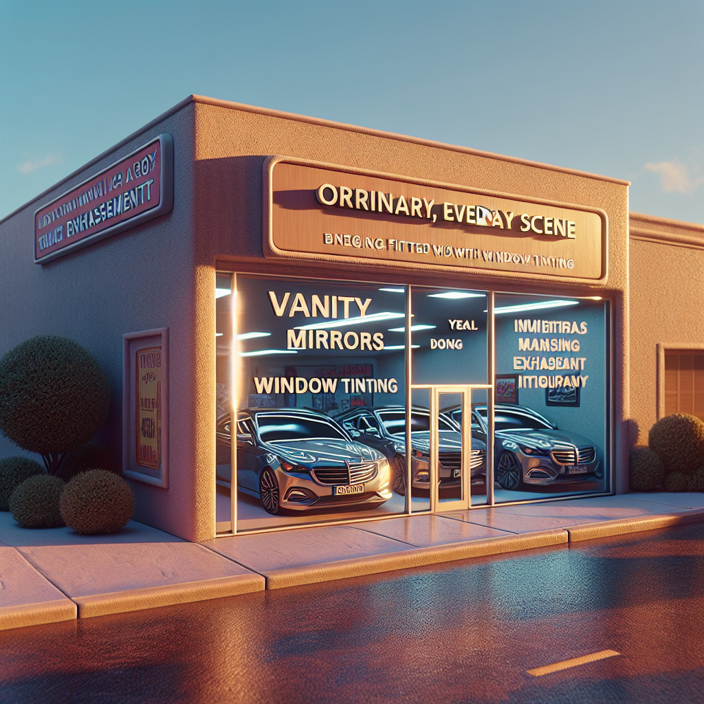 Photo-realistic glass installation in storefront with tempered glass and aluminum frame, showcasing reflections and light.