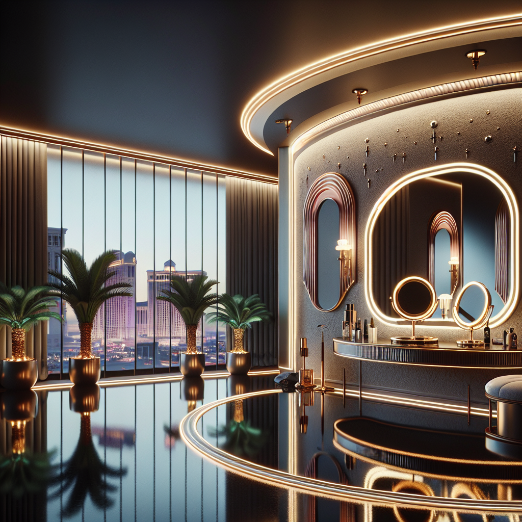 Photo-realistic glass installation for vanity mirrors in Las Vegas.
