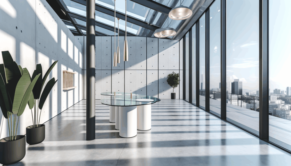 =tempered glass tabletop in modern room