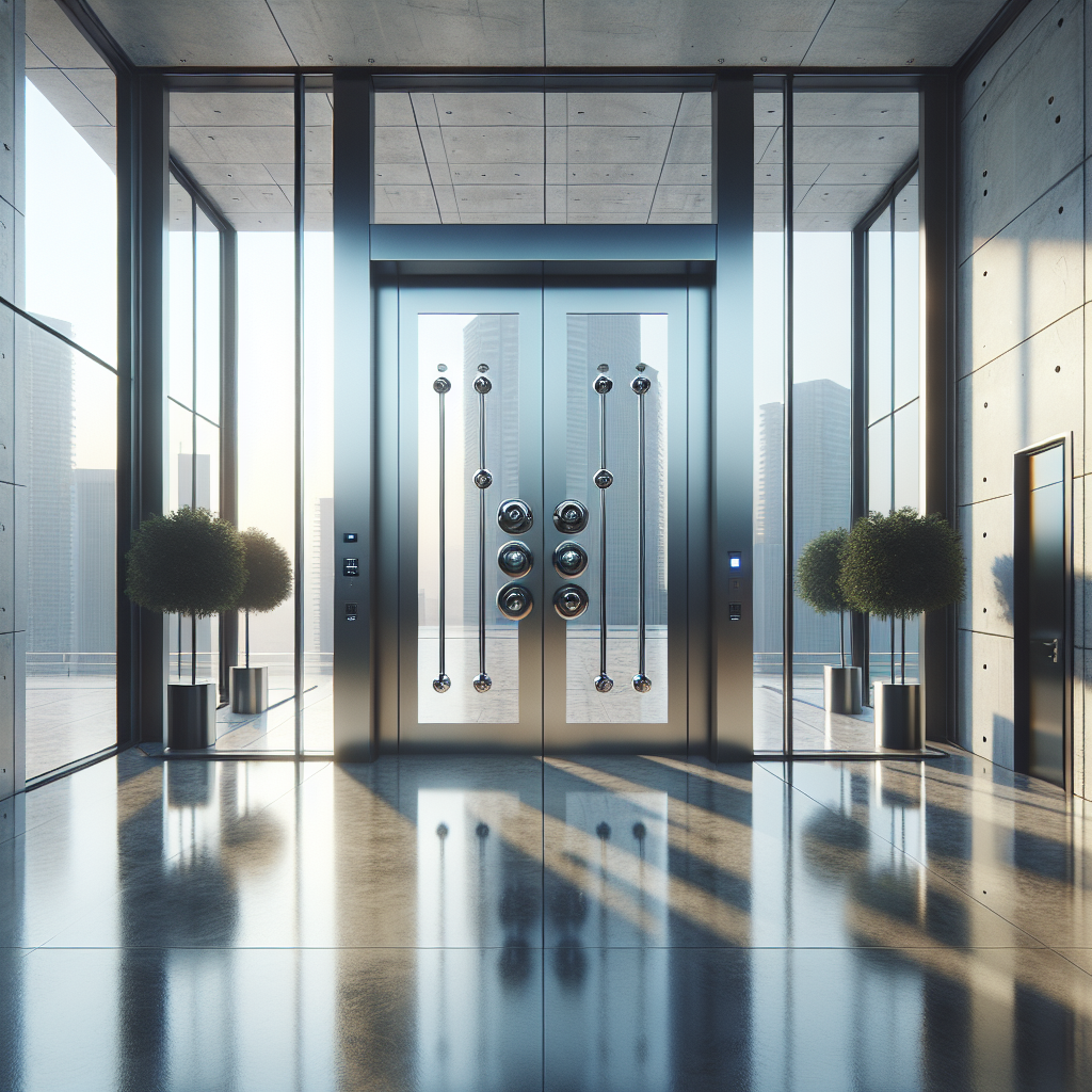 =Commercial glass door hardware repair image.