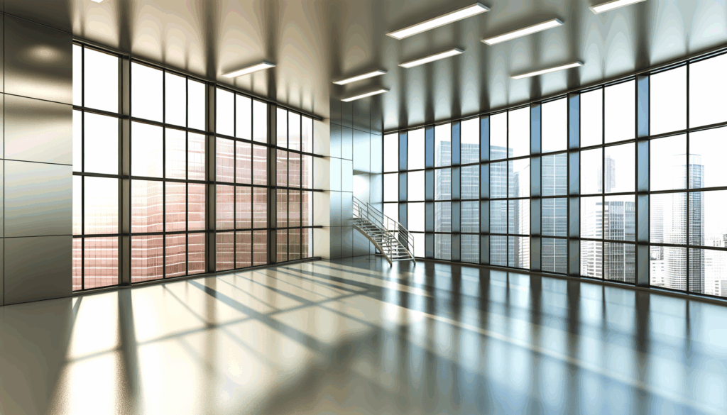 =Commercial window tinting installation in a bustling urban setting.