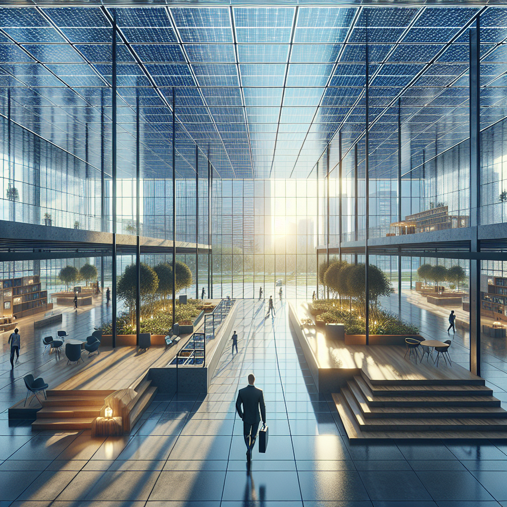 =Solar glass window installation on modern building.