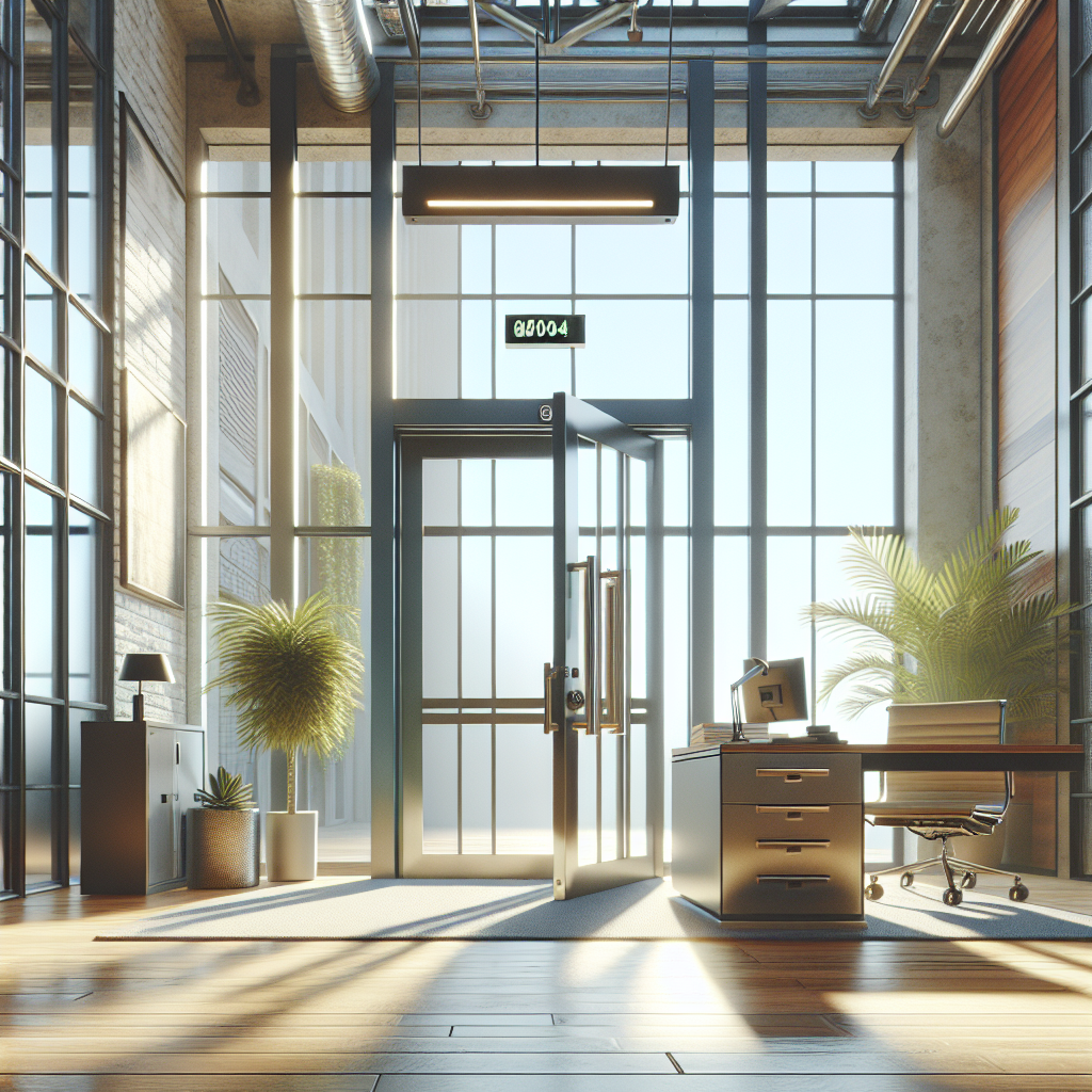 =Commercial glass door closer repair in urban environment.