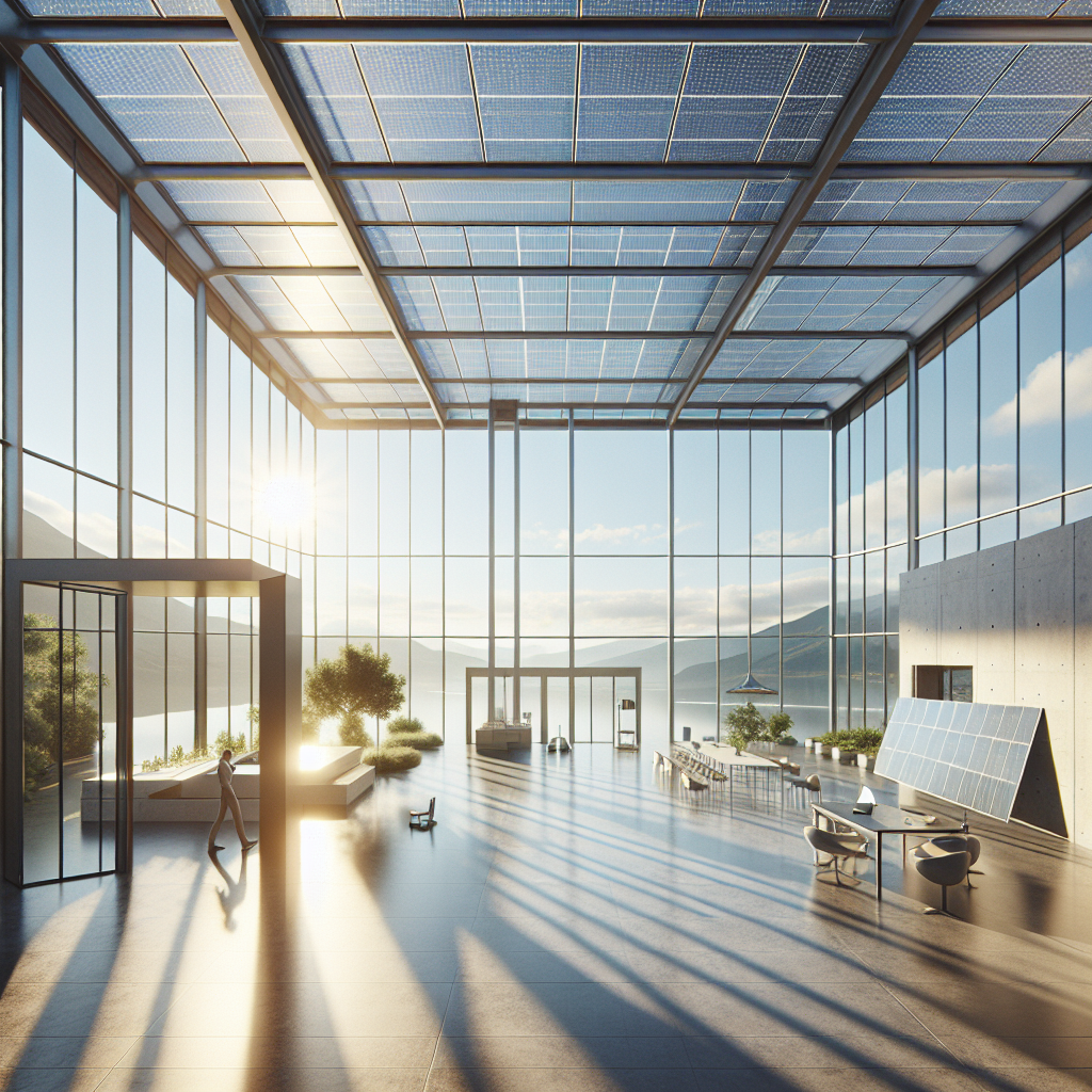 =Transparent solar glass panel on building facade