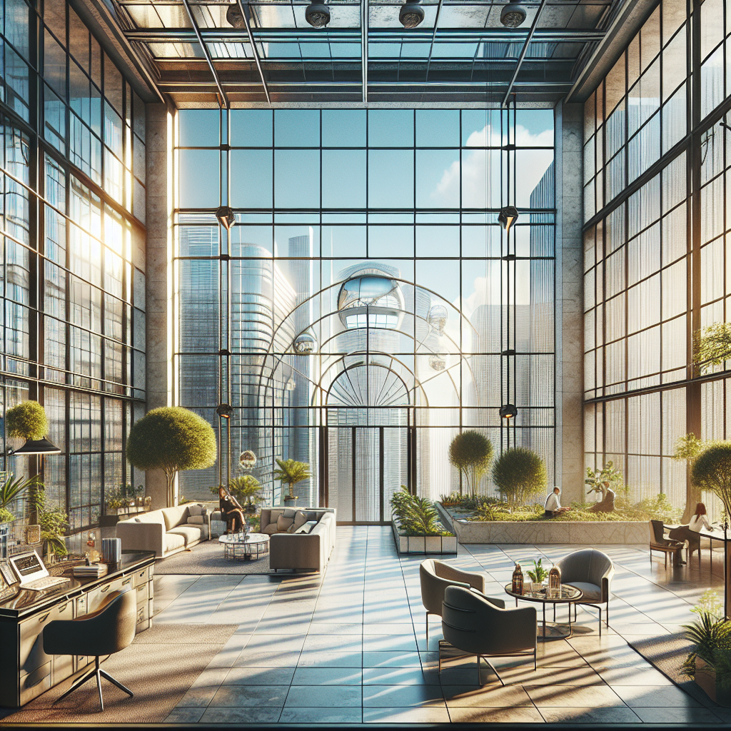 =Double-glazed windows reflecting city skyline at night