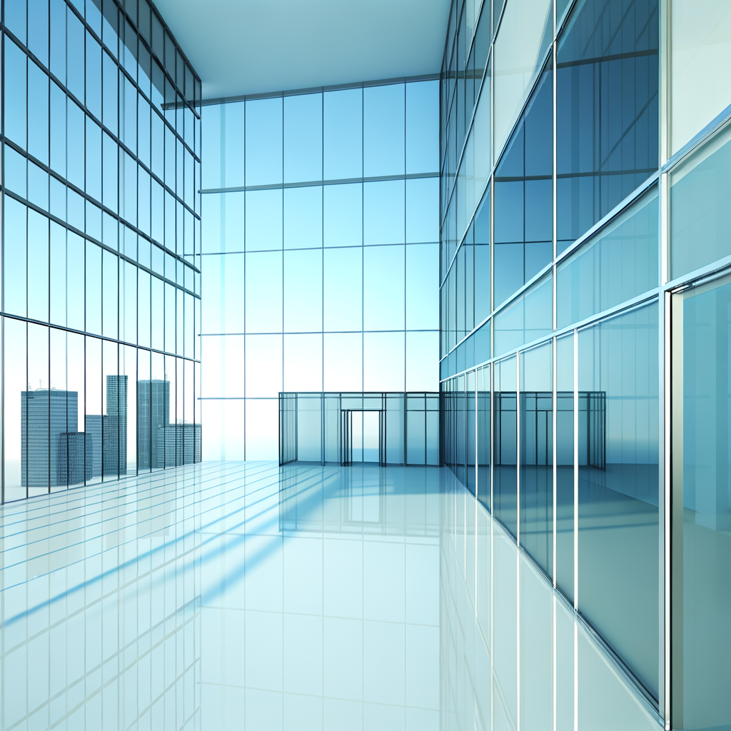 =Modern glass curtain wall for commercial buildings.