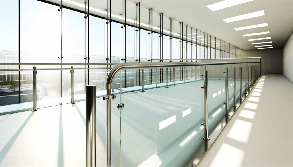 =Glass handrail installation by Silver State Glass.