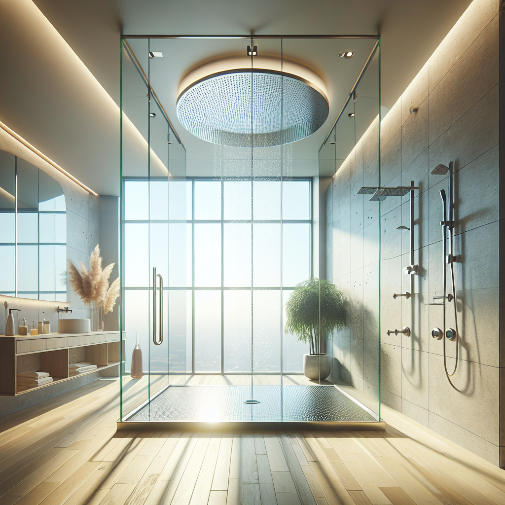 =Neo-angle glass shower installation with precision craftsmanship.