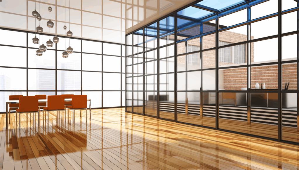 =Security laminated glass with interlayer, noise reduction, and UV protection.