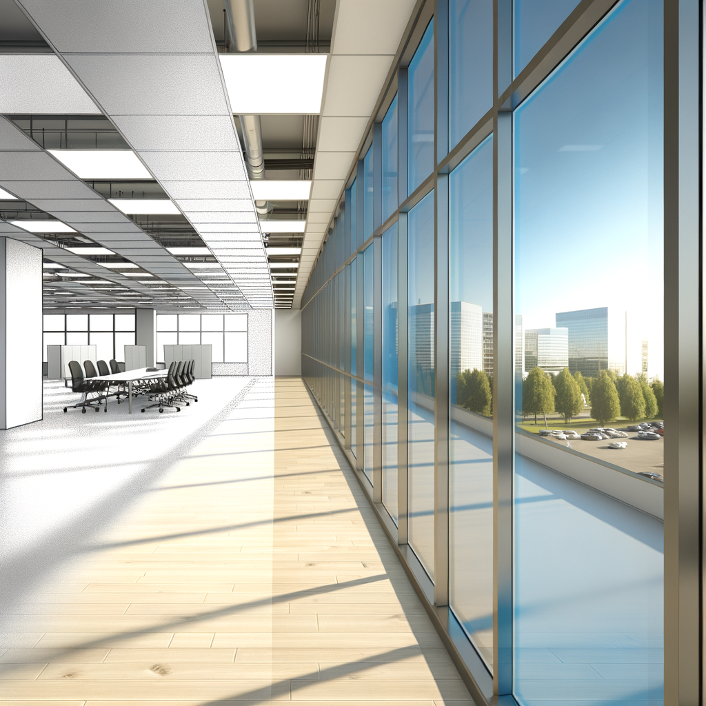 =Image alt text: Room with UV-resistant window film, blocking UV rays and reducing glare, with clear views and natural light.
