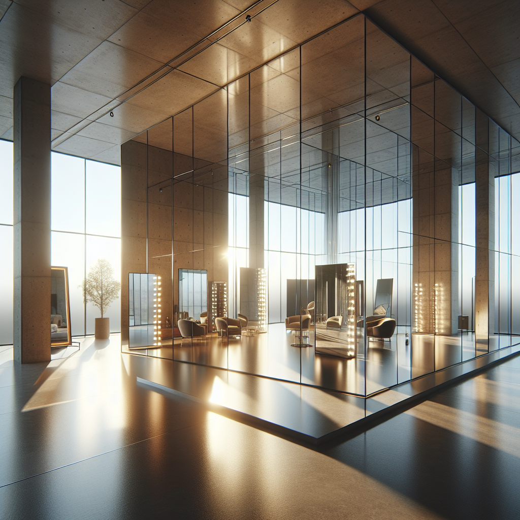 =Back-lit glass mirror with integrated lighting.
