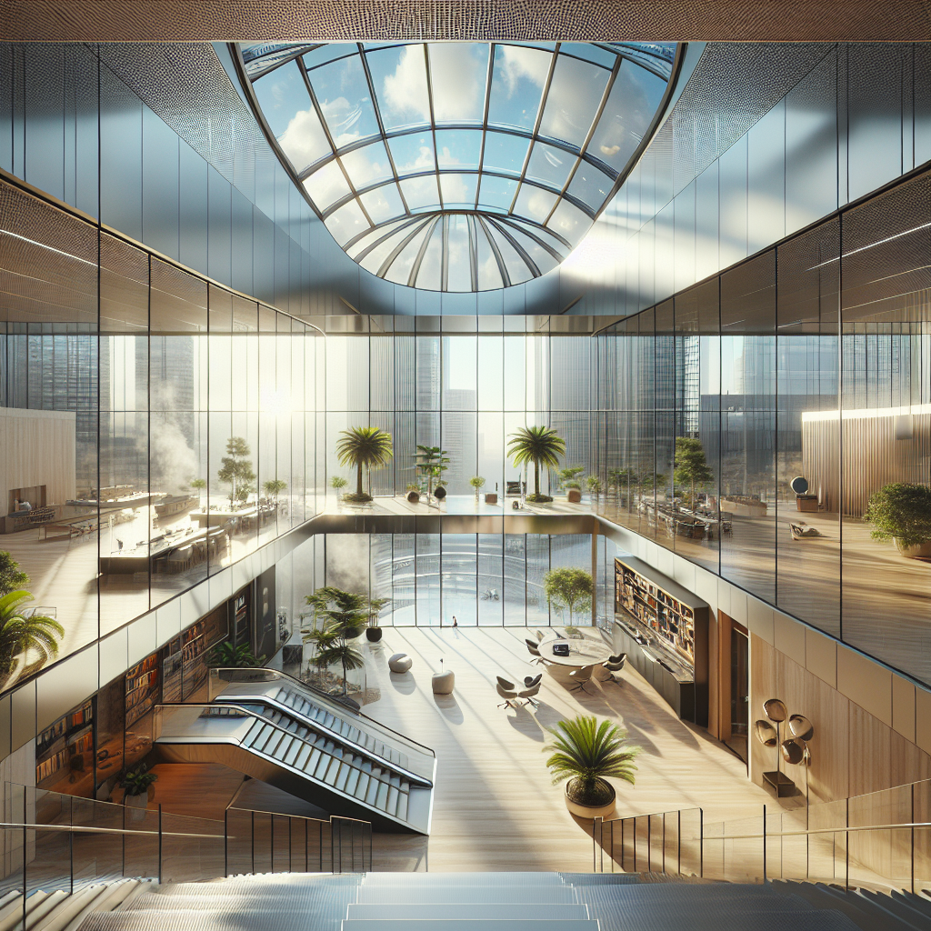 =Laminated glass skylights installation with natural lighting available through the skylights