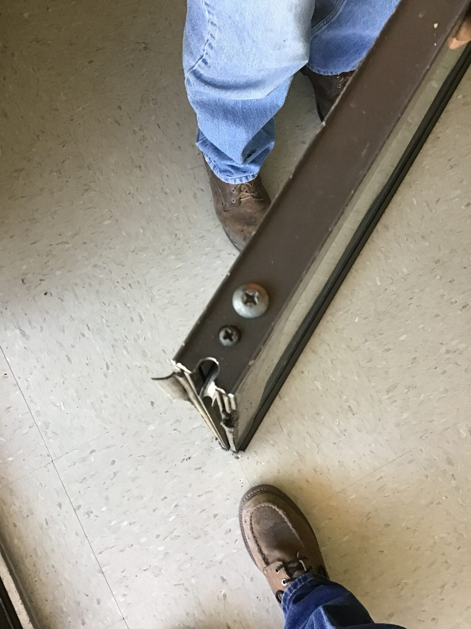 A sliding patio-door track and roller