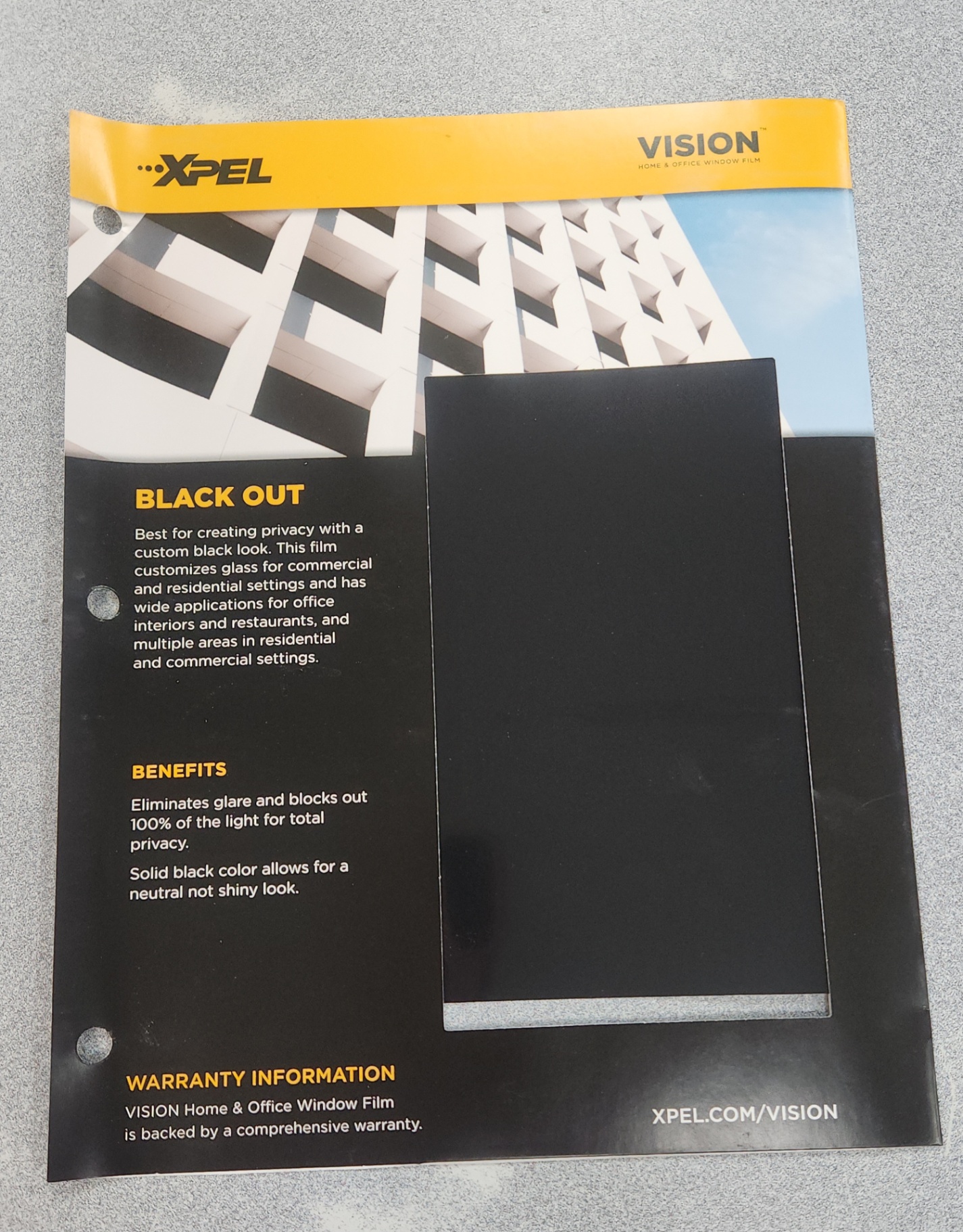 An XPEL window-film product sample