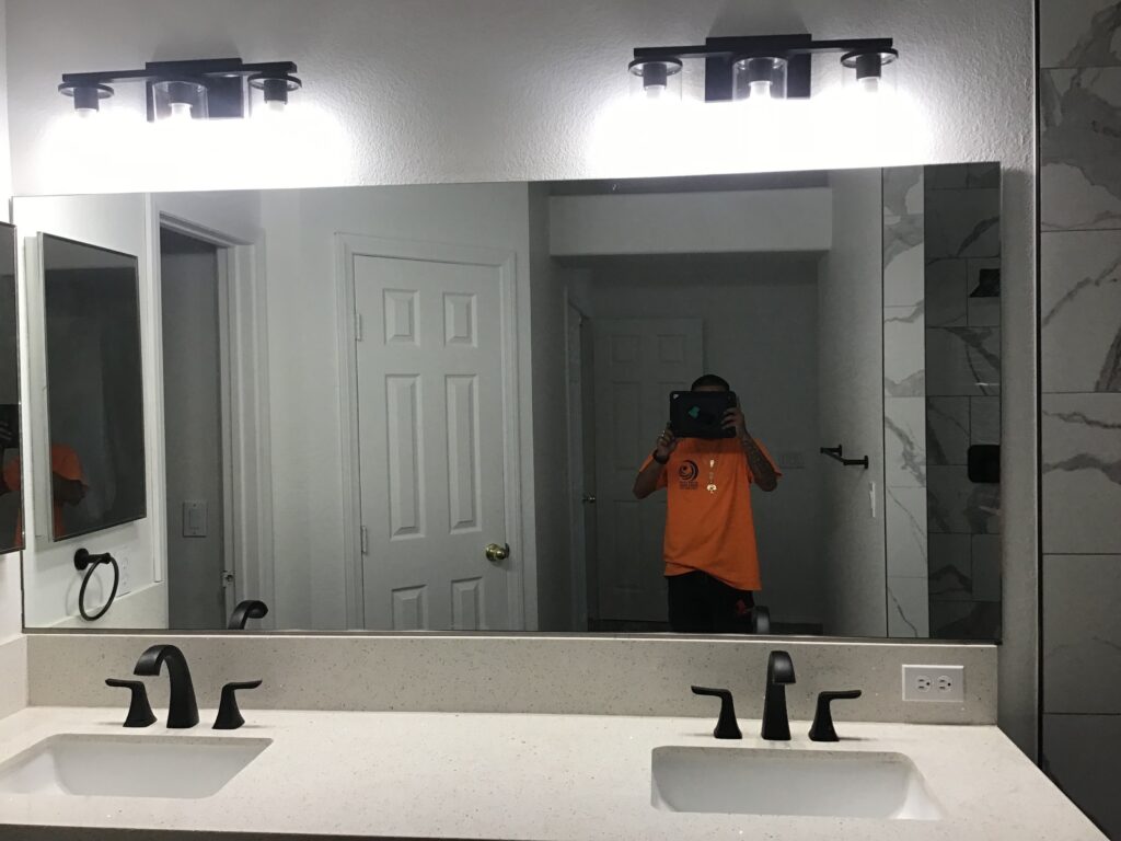 Custom vanity mirror installation Las Vegas