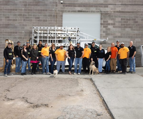 Silver State Glass & Mirror team photo outside warehouse