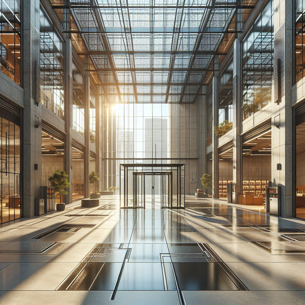 Fire-rated glass assembly commercial atrium multi-story framed glass building Las Vegas