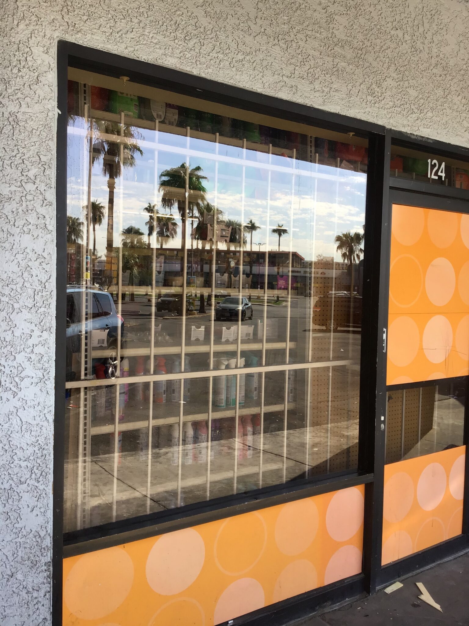 Storefront glazing on a retail building