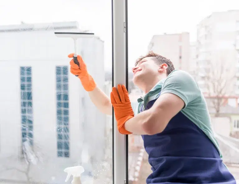 Professional window washing service cleaning exterior glass Las Vegas